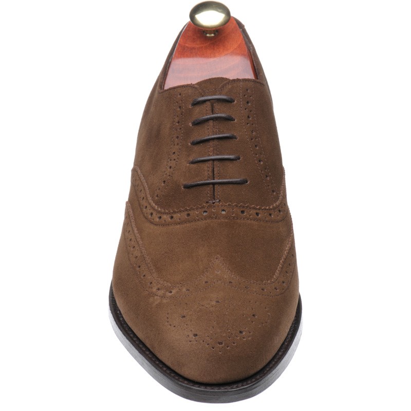 brown suede semi brogue shoes