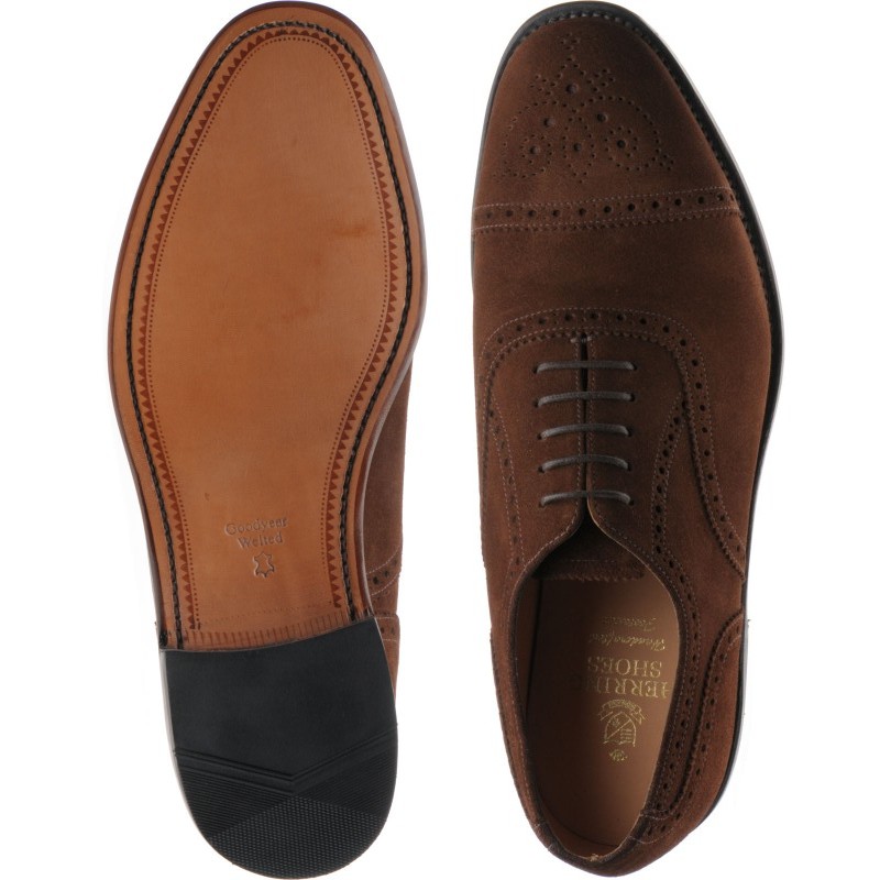 brown suede semi brogue shoes