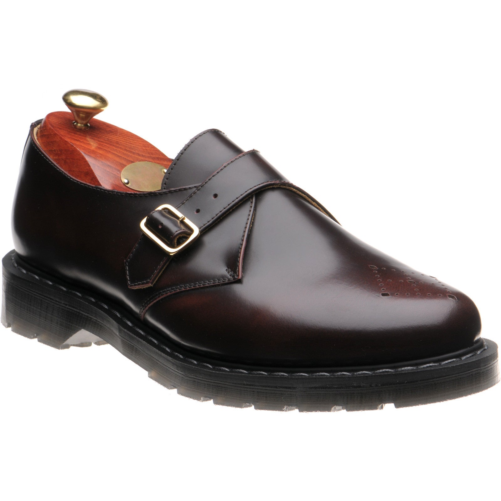 Product image for Wildsmith Model Monk mens rubber-soled monk shoes in burgundy rub off