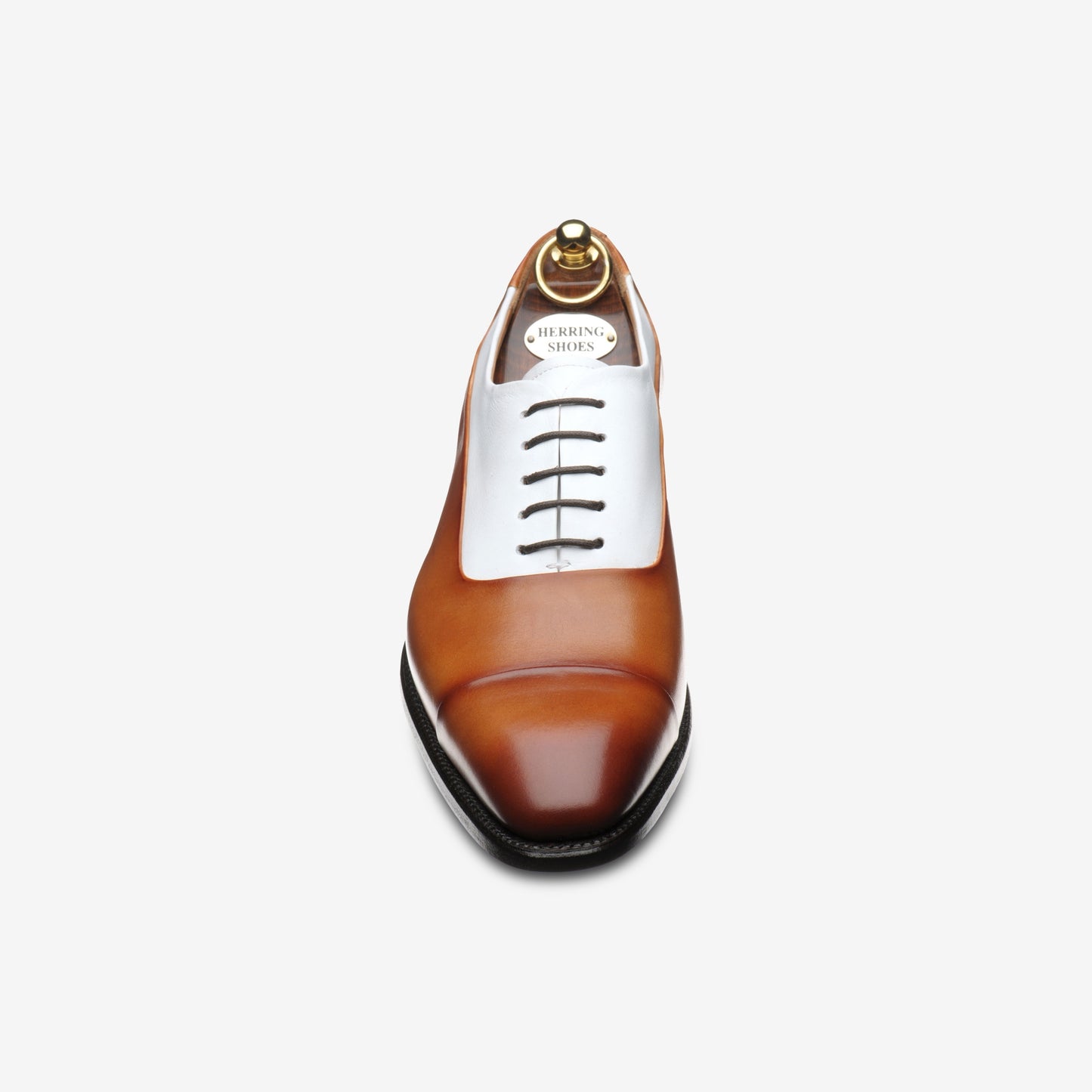 Herring Gusbourne mens two-tone Oxfords in brown and white calf