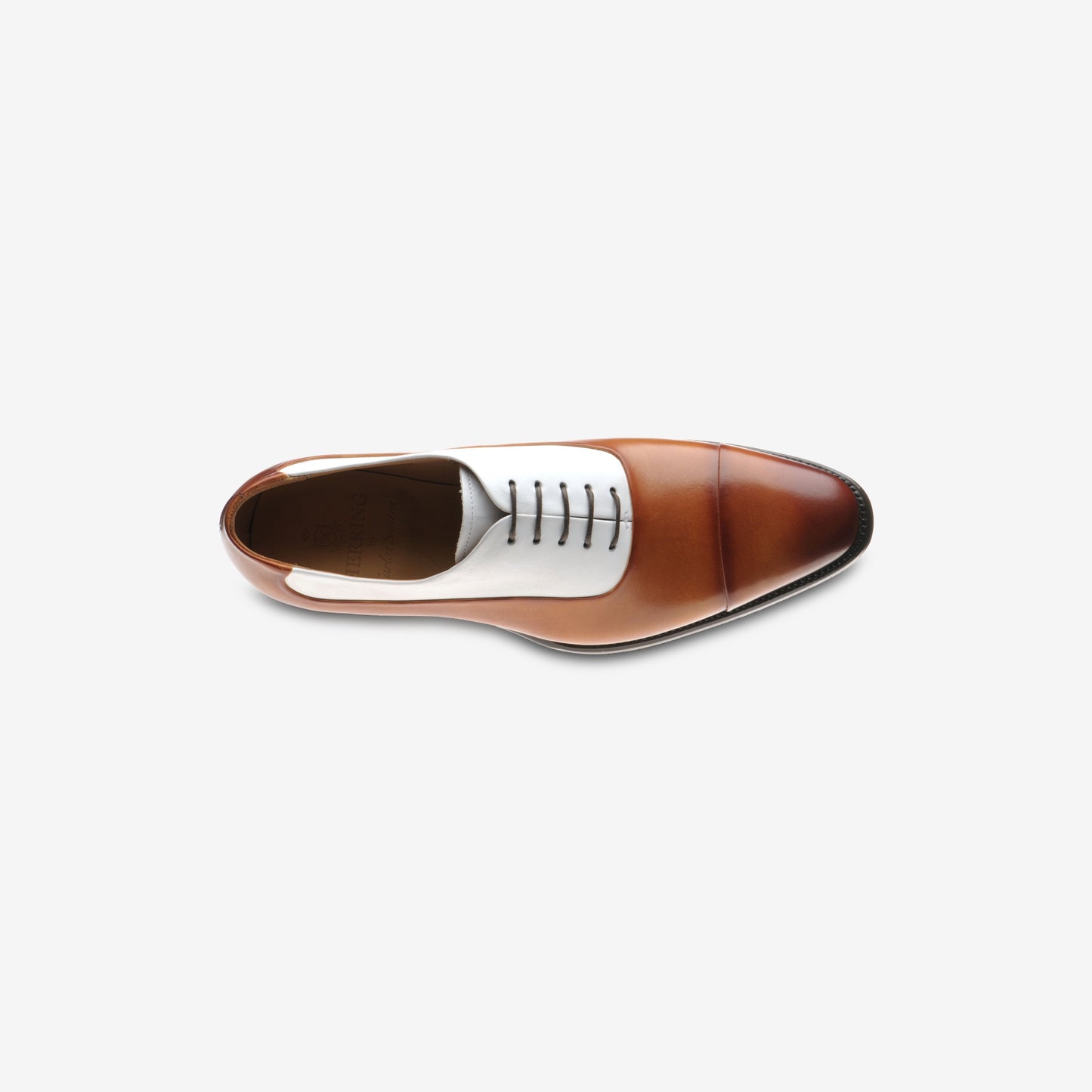 Herring Gusbourne mens two-tone Oxfords in brown and white calf