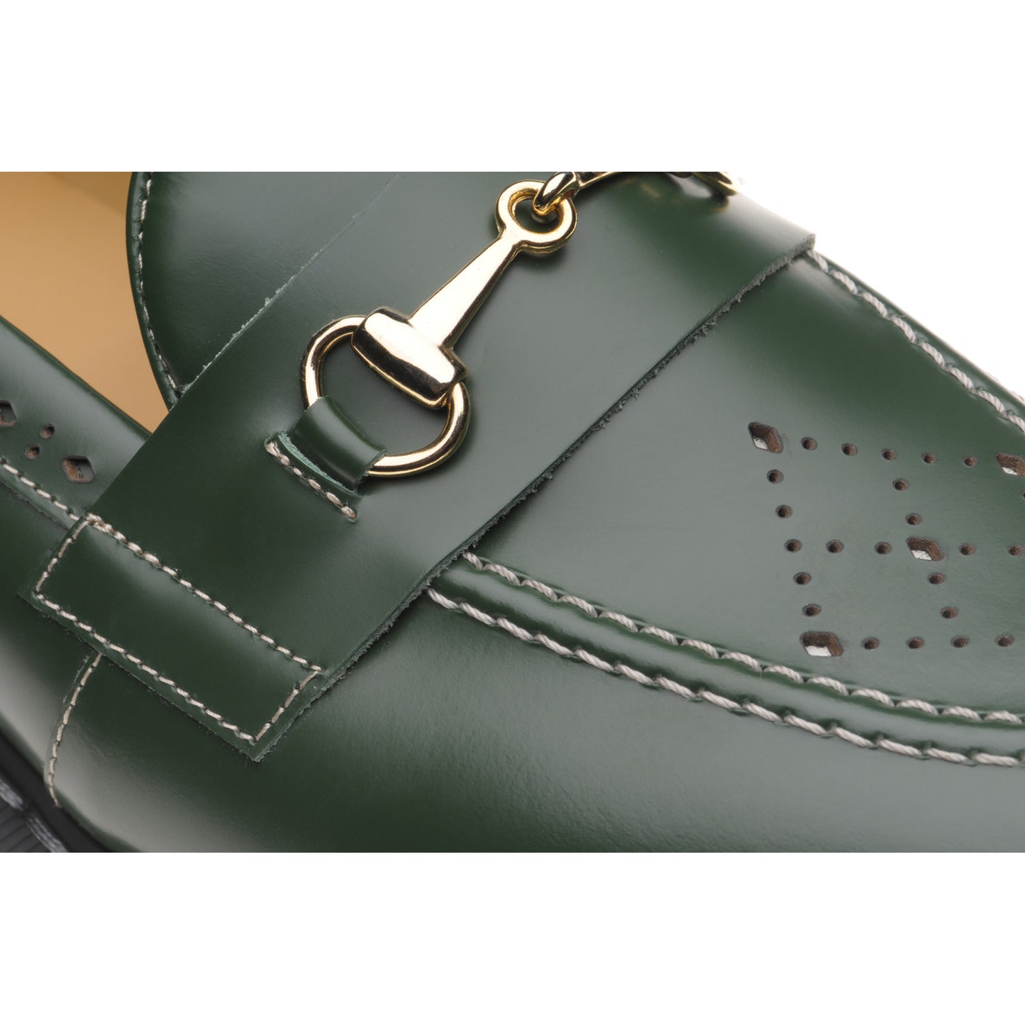 Product image for Wildsmith Model Penny mens rubber-soled loafers in green hi shine
