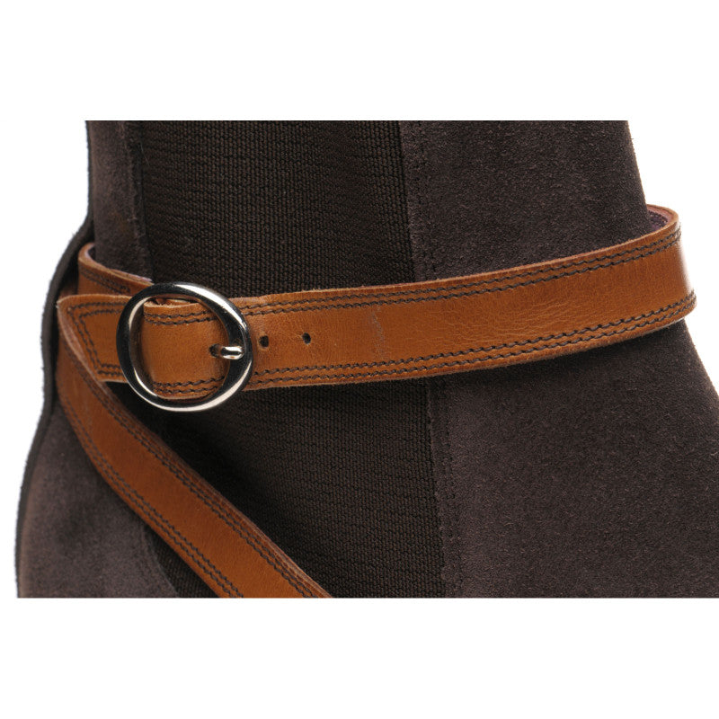 Product image for Barker Alexandra ladies boots in brown suede and cedar strap
