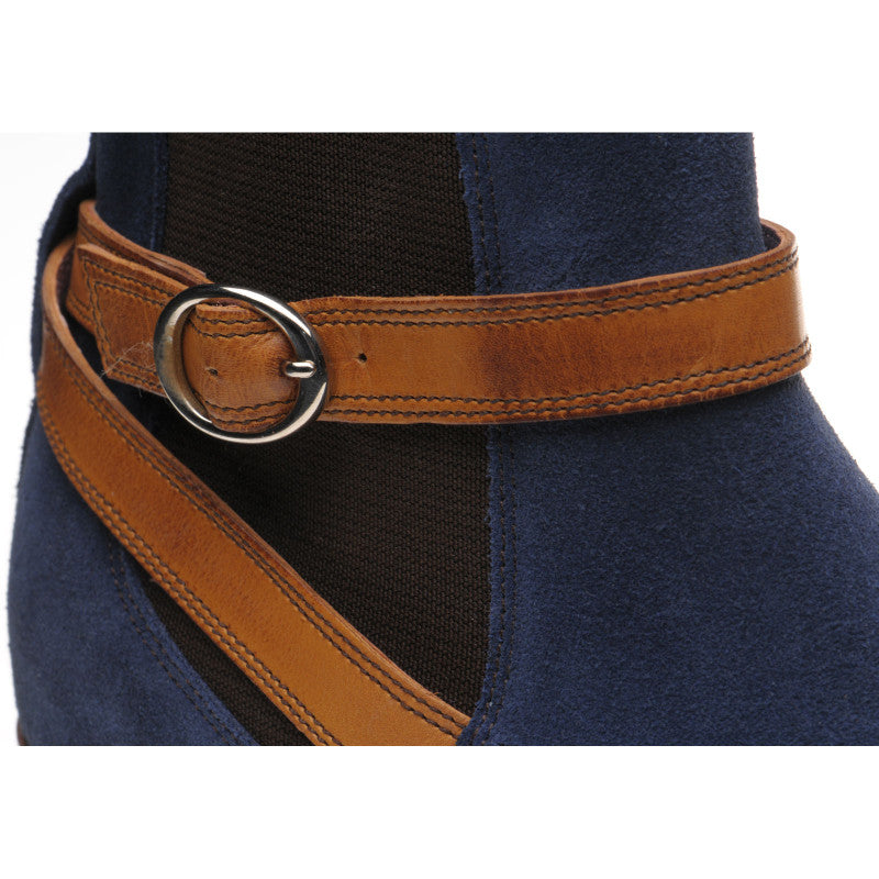 Product image for Barker Alexandra ladies boots in navy suede and cedar strap