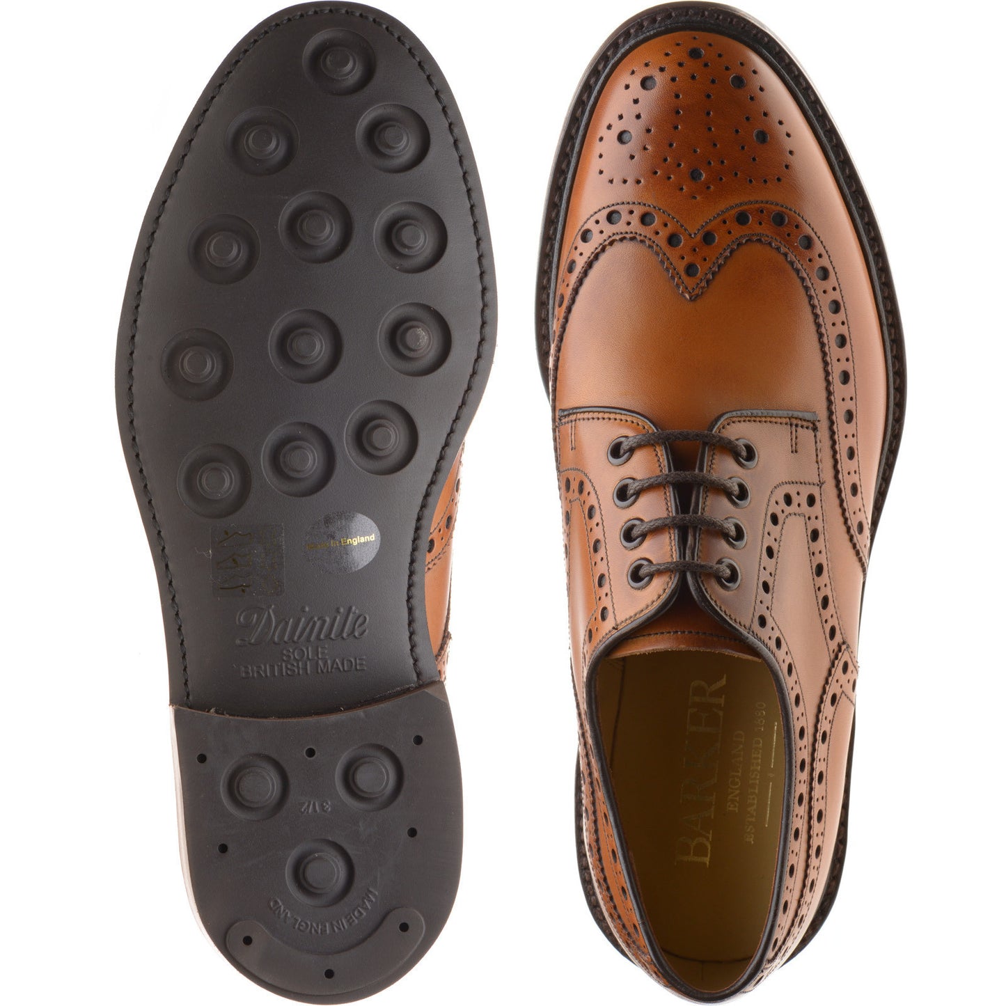 Product image for Barker Kendall mens rubber-soled brogues in cedar calf