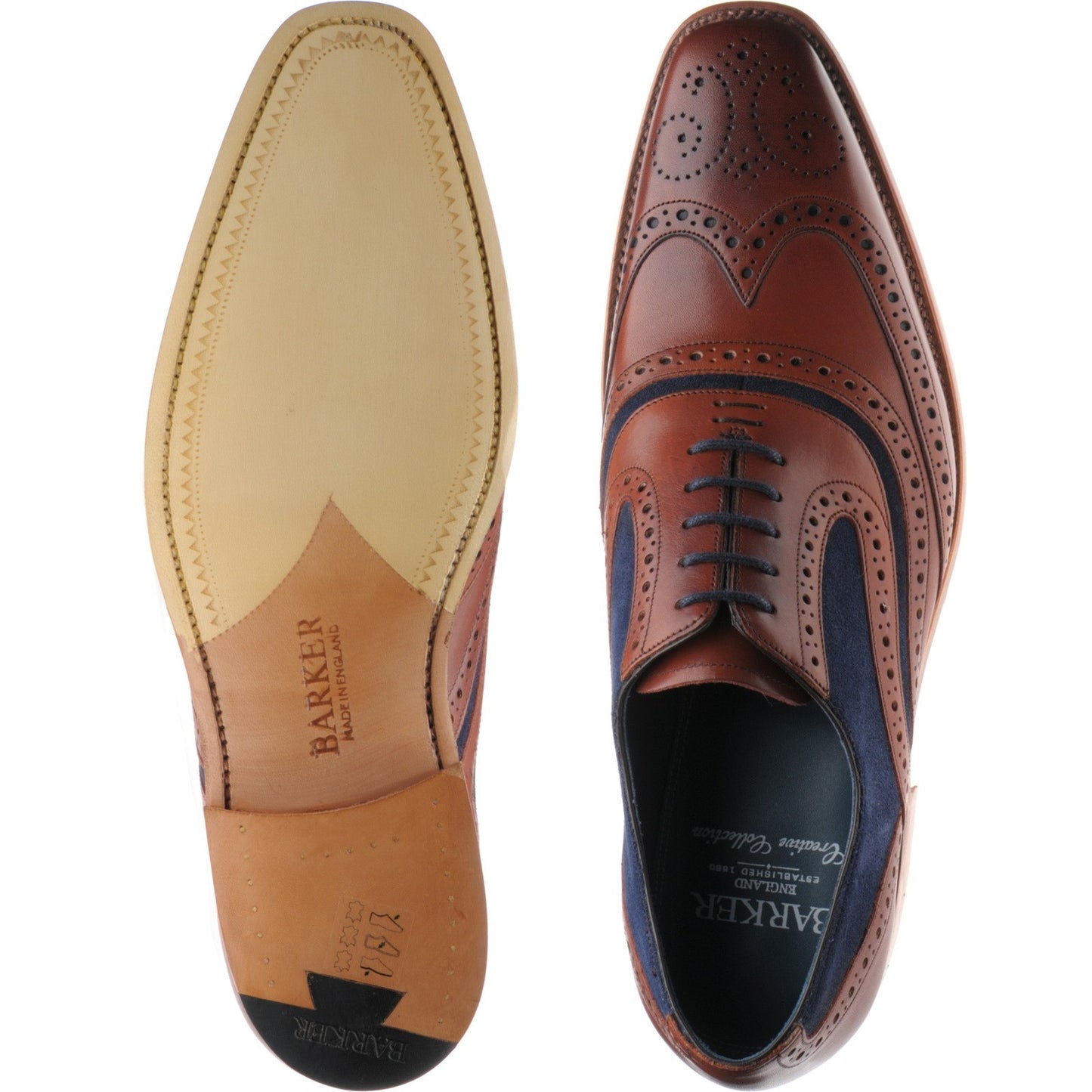 Product image for Barker McClean in rosewood calf and navy suede