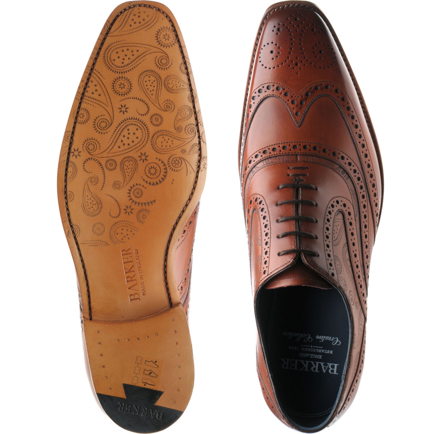 Product image for Barker McClean in rosewood calf and paisley laser
