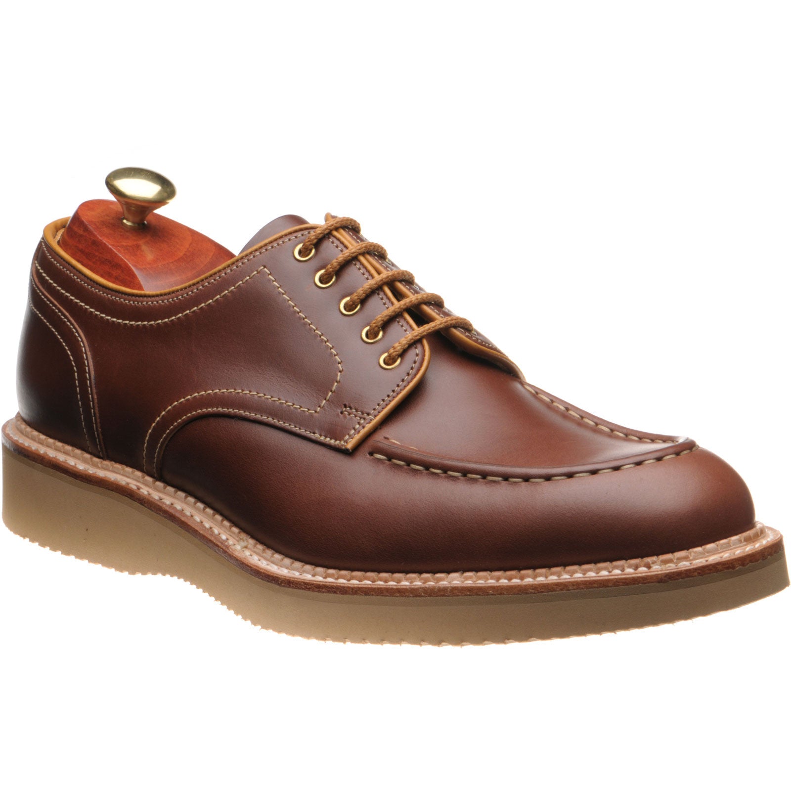 Barker Michigan mens rubber-soled Derby shoes in brown waxy calf