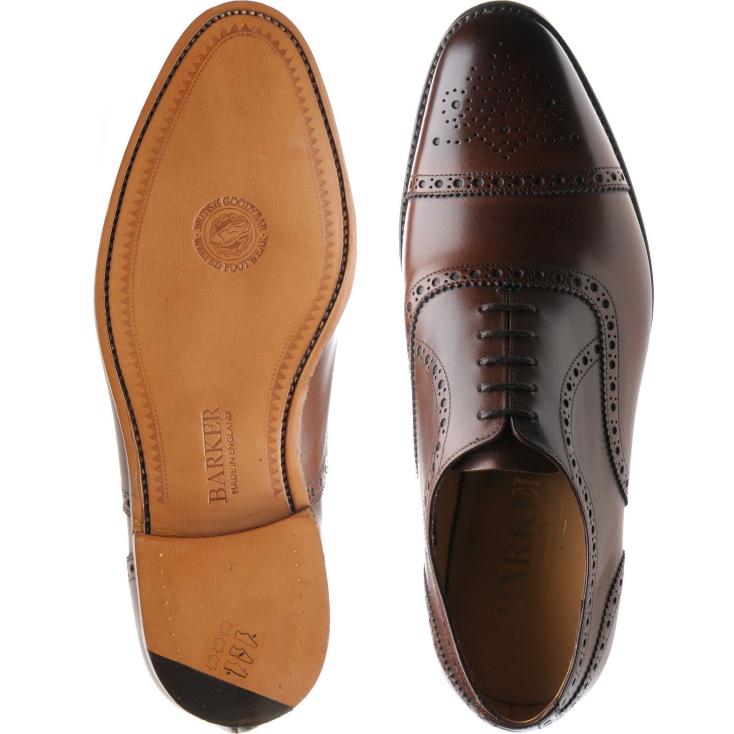 Product image for Barker Mirfield mens semi-brogues in dark walnut calf (second)