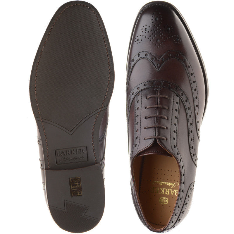 Product image for Barker Ossett mens rubber-soled brogues in chestnut calf