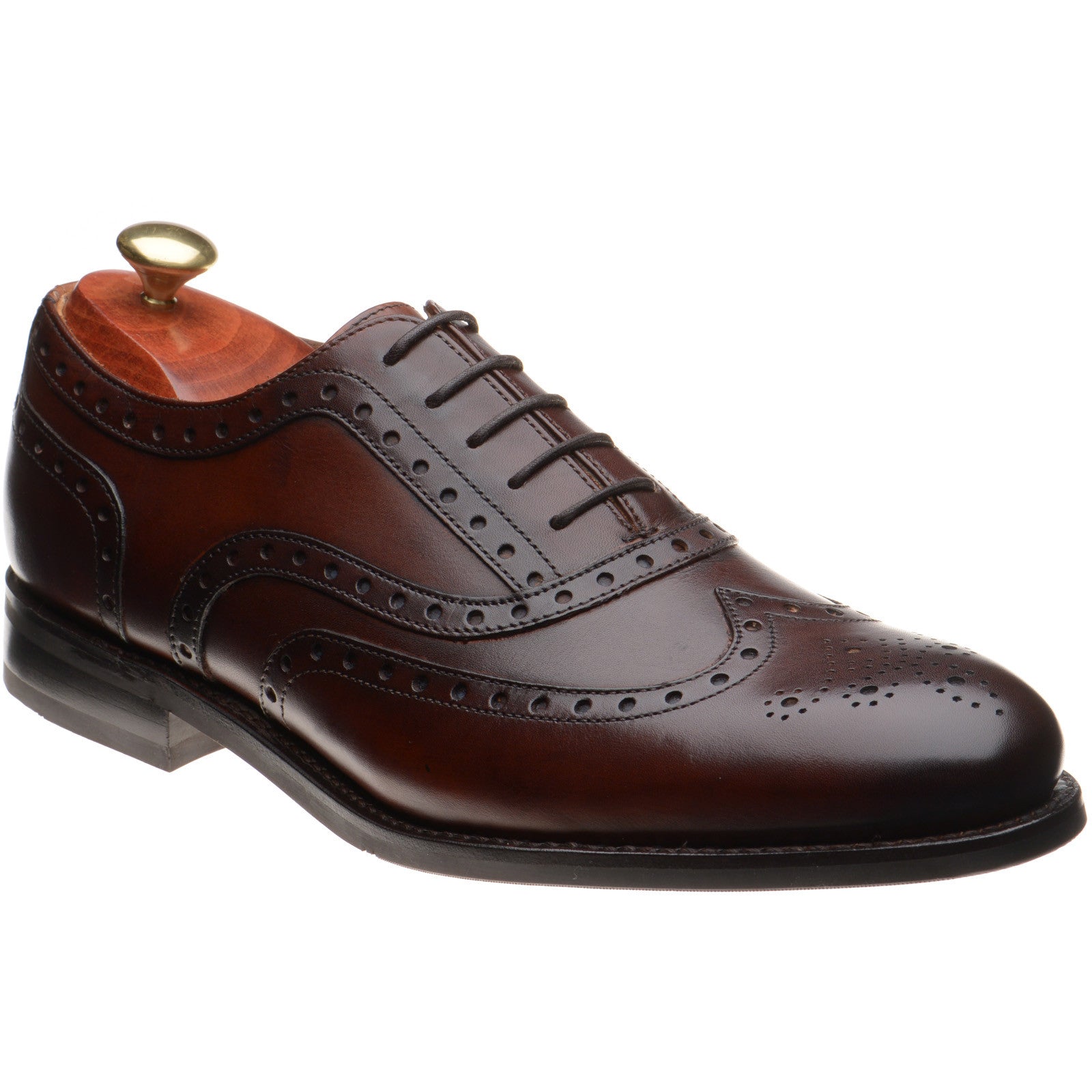 Product image for Barker Ossett mens rubber-soled brogues in walnut calf