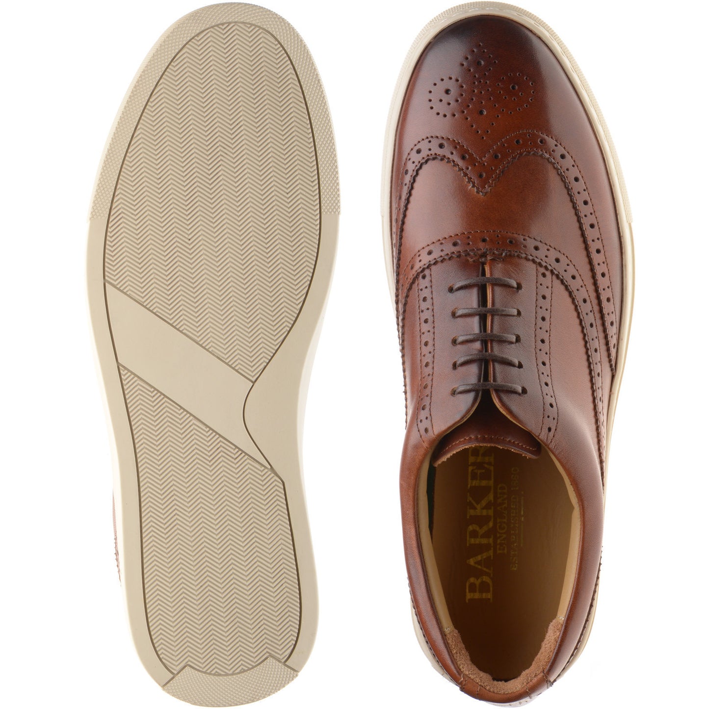 Product image for Barker Owen mens rubber-soled brogues in walnut calf