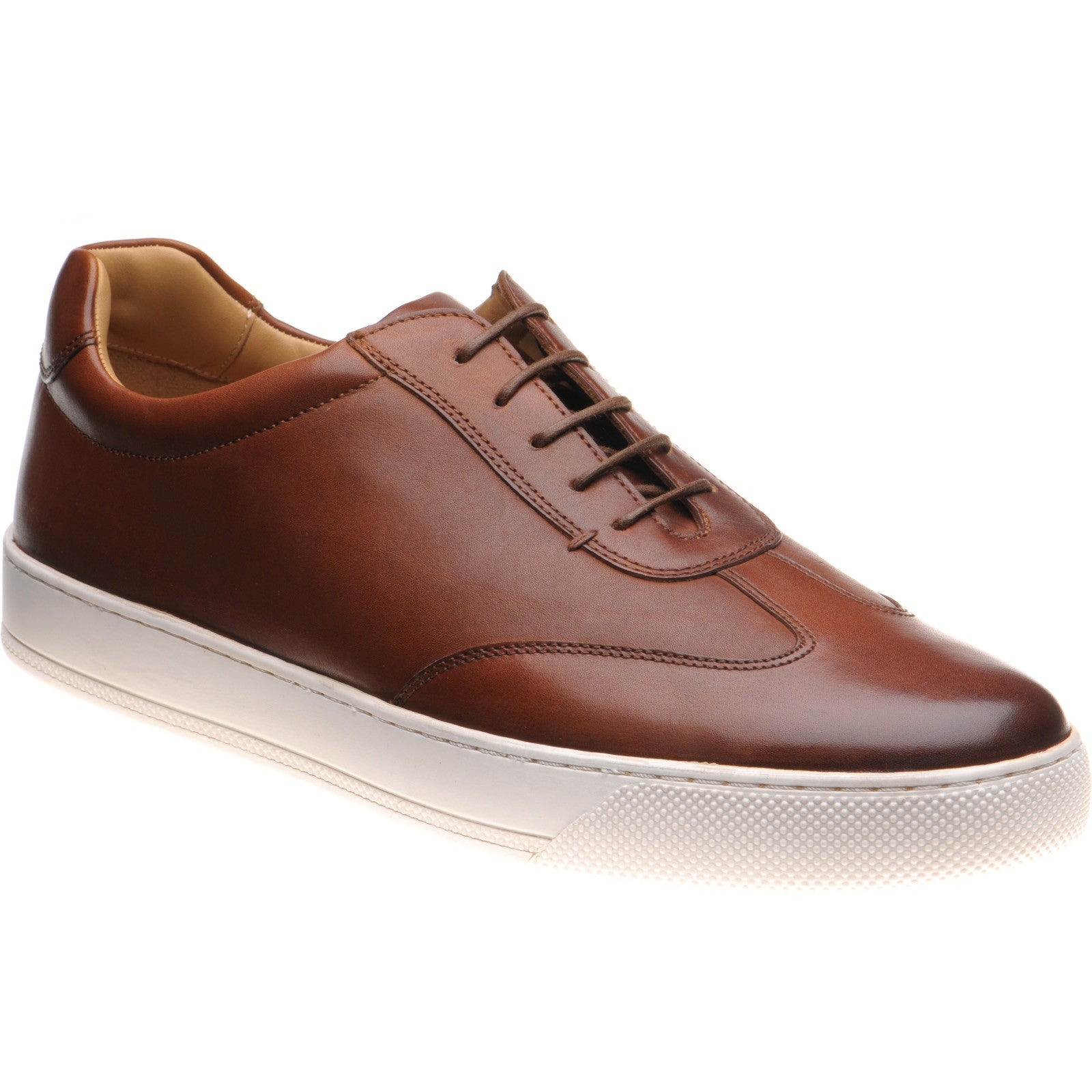 Barker Stig mens rubber-soled trainers in tan handfinished calf