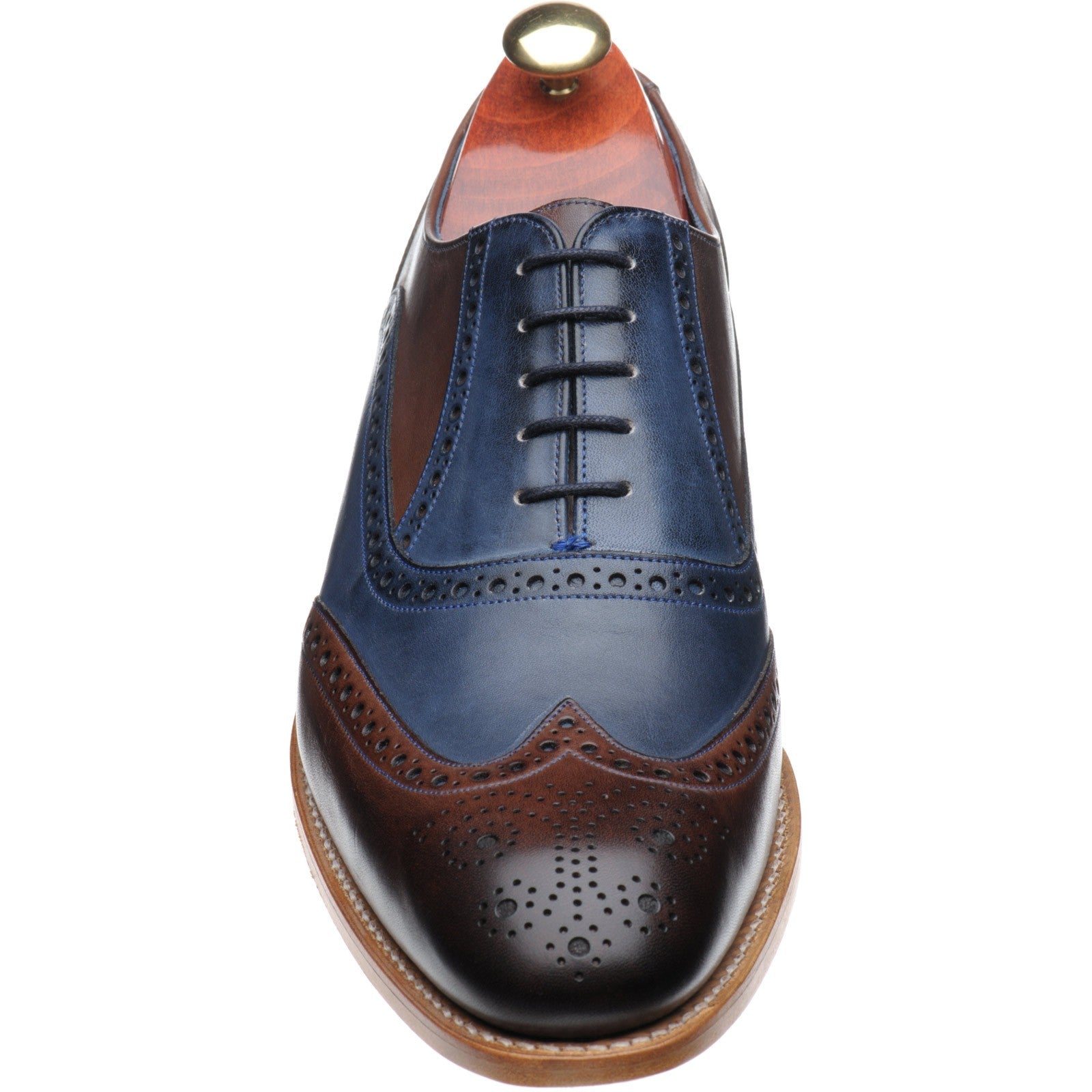 Product image for Barker Valiant in ebony and navy hand painted calf