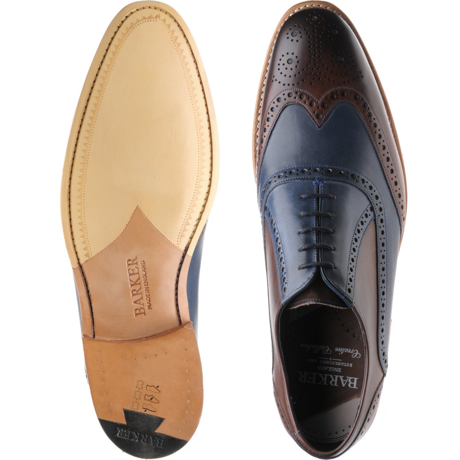 Product image for Barker Valiant in ebony and navy hand painted calf