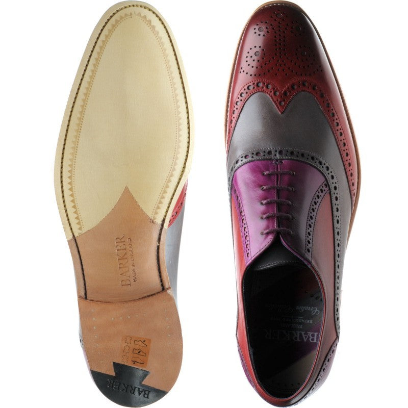 Product image for Barker Valiant in red grey purple hand painted calf