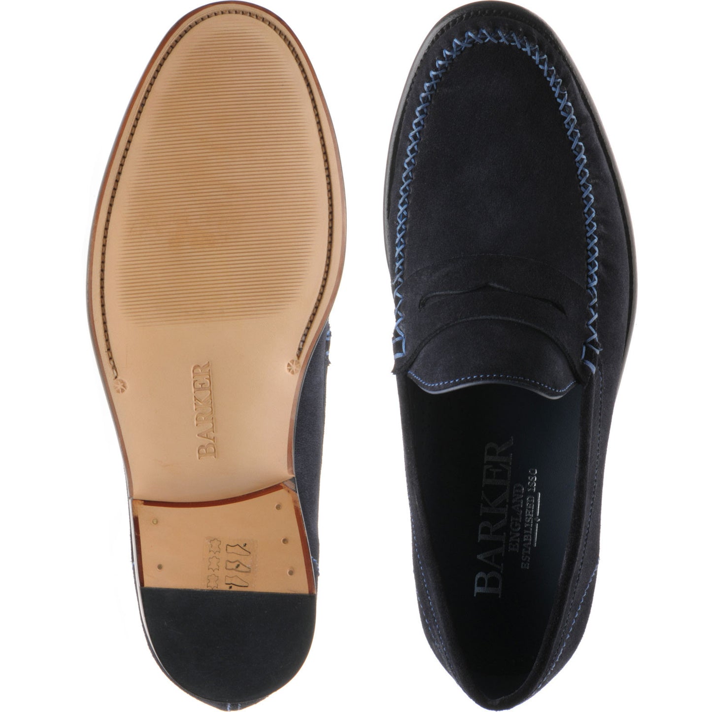 Product image for Barker William in dark navy suede blue stitch