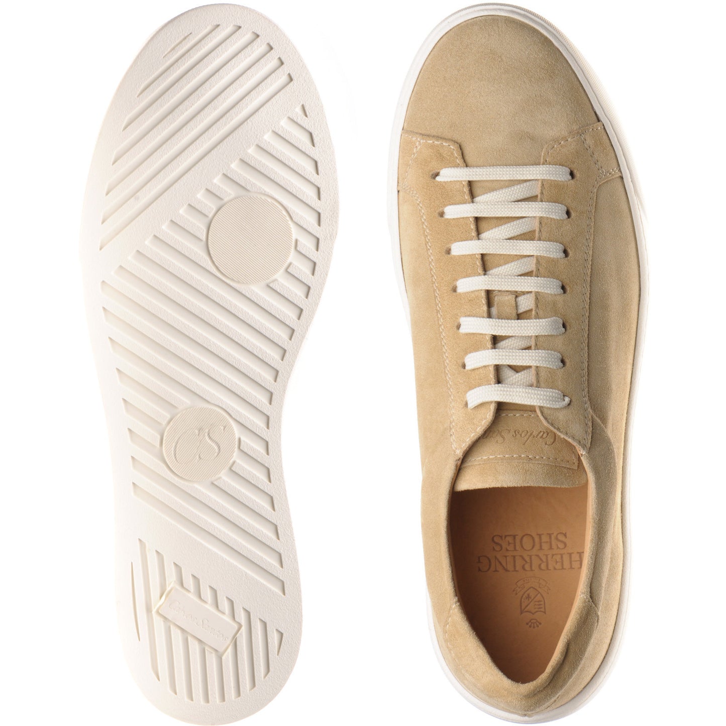 Product image for Carlos Santos 1655 mens rubber-soled trainers in desert suede
