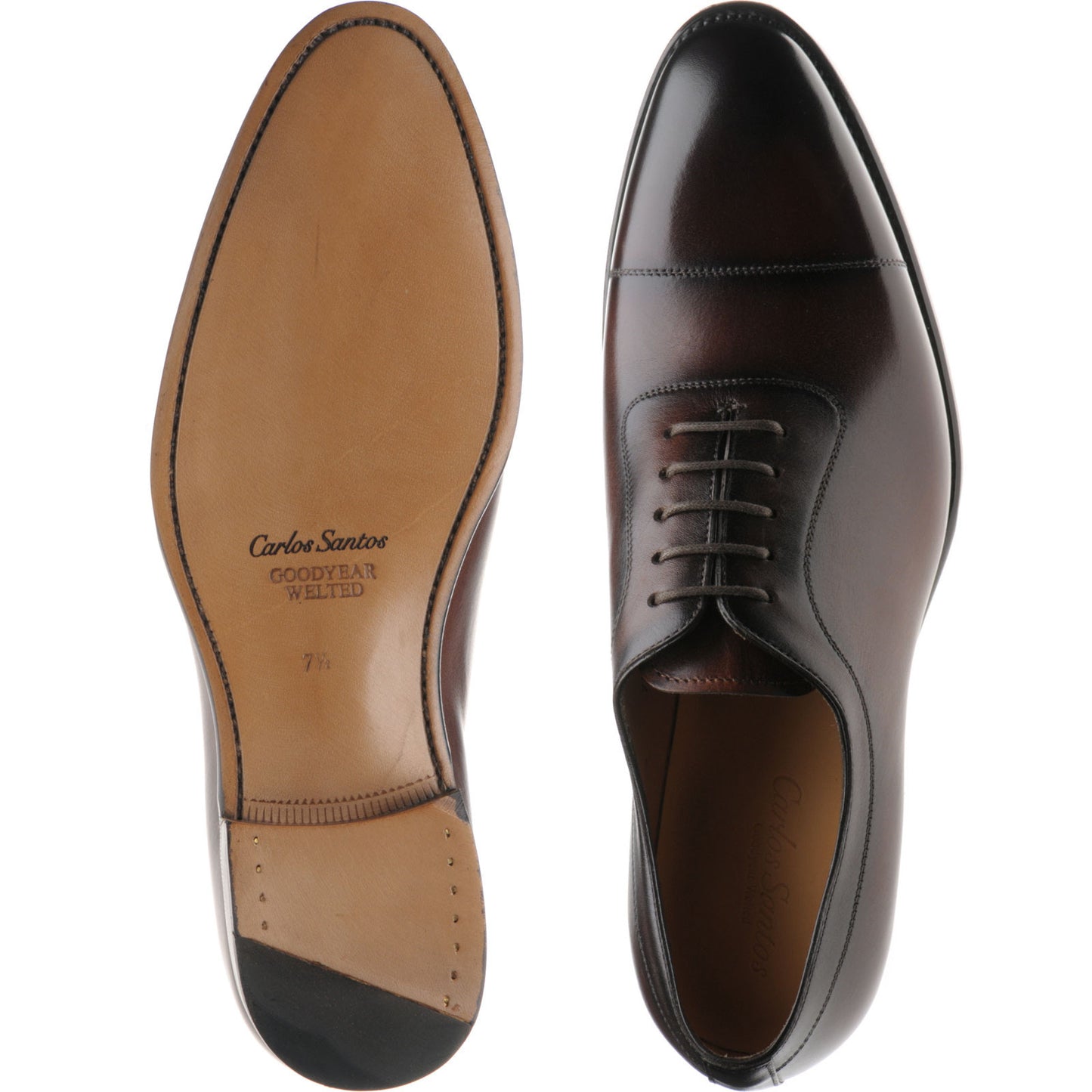 Product image for Carlos Santos 1842 mens semi-brogues in brown calf