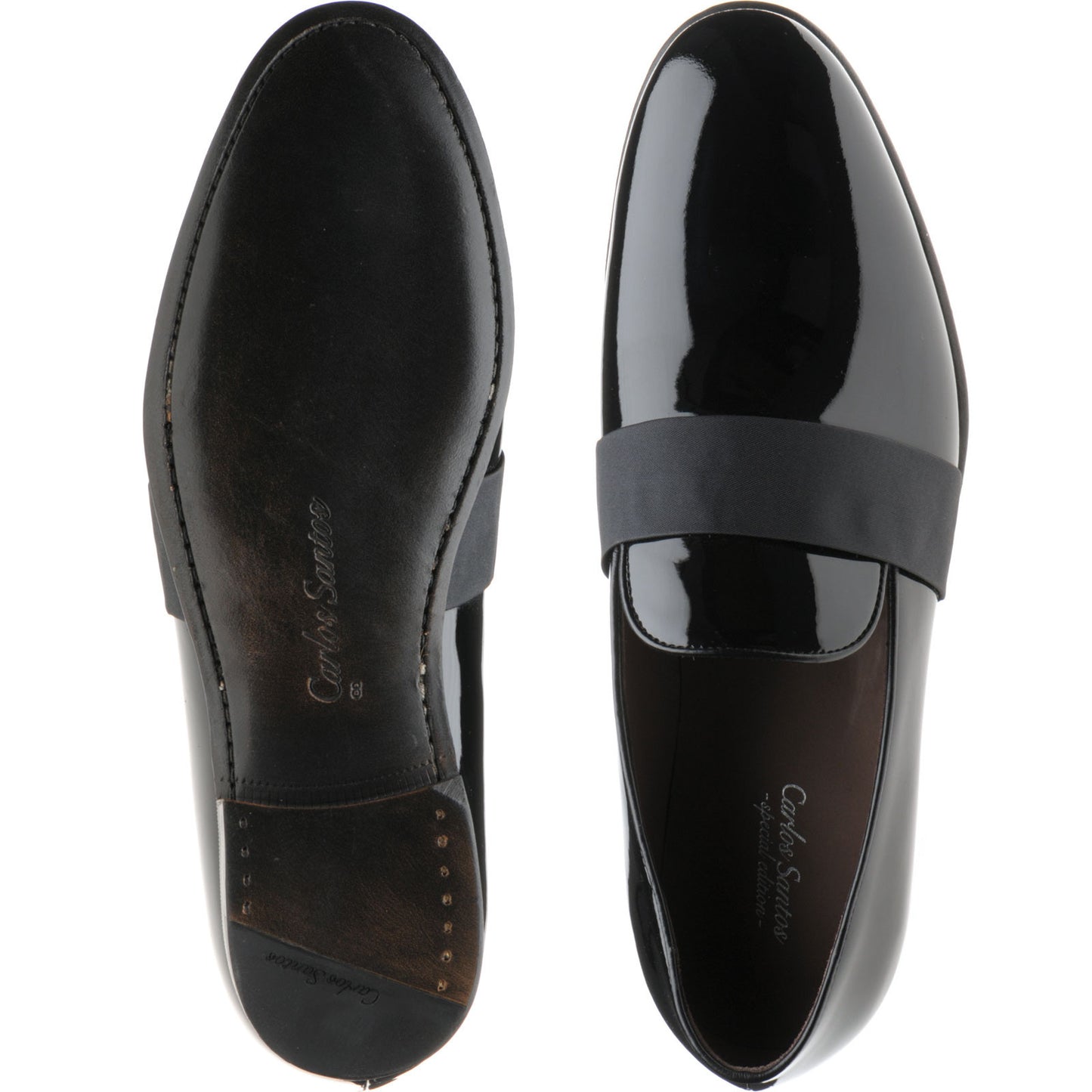 Product image for Carlos Santos 9110 Dark sole mens loafers in black patent