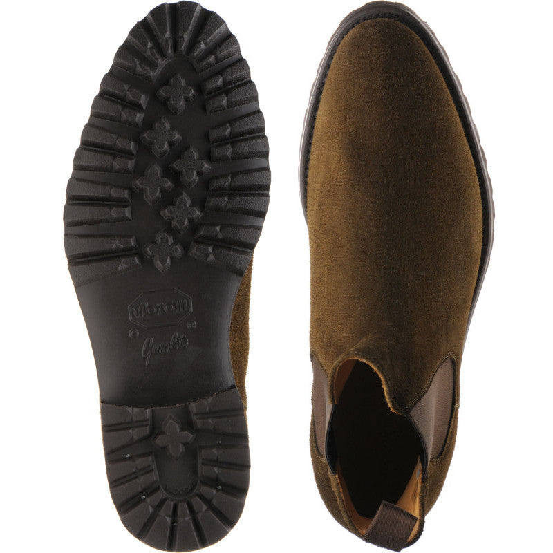Product image for Carlos Santos 9588 mens rubber-soled Chelsea boots in olive suede