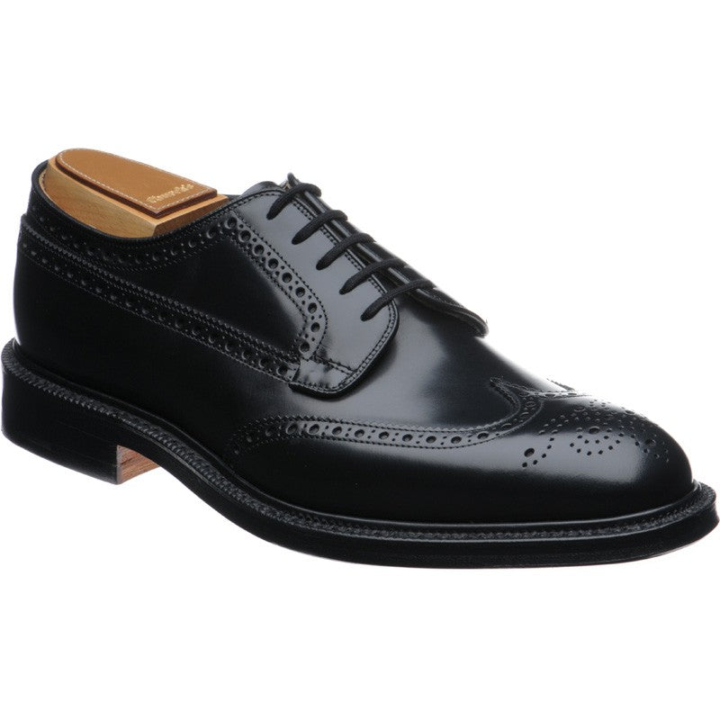 Church Grafton mens brogues in black polished binder – Herring Shoes