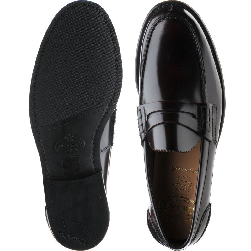 Product image for Church Tunbridge R mens rubber-soled loafers in burgundy