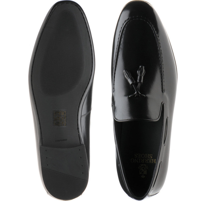 Product image for Herring Andalusia mens rubber-soled tasselled loafers in black calf
