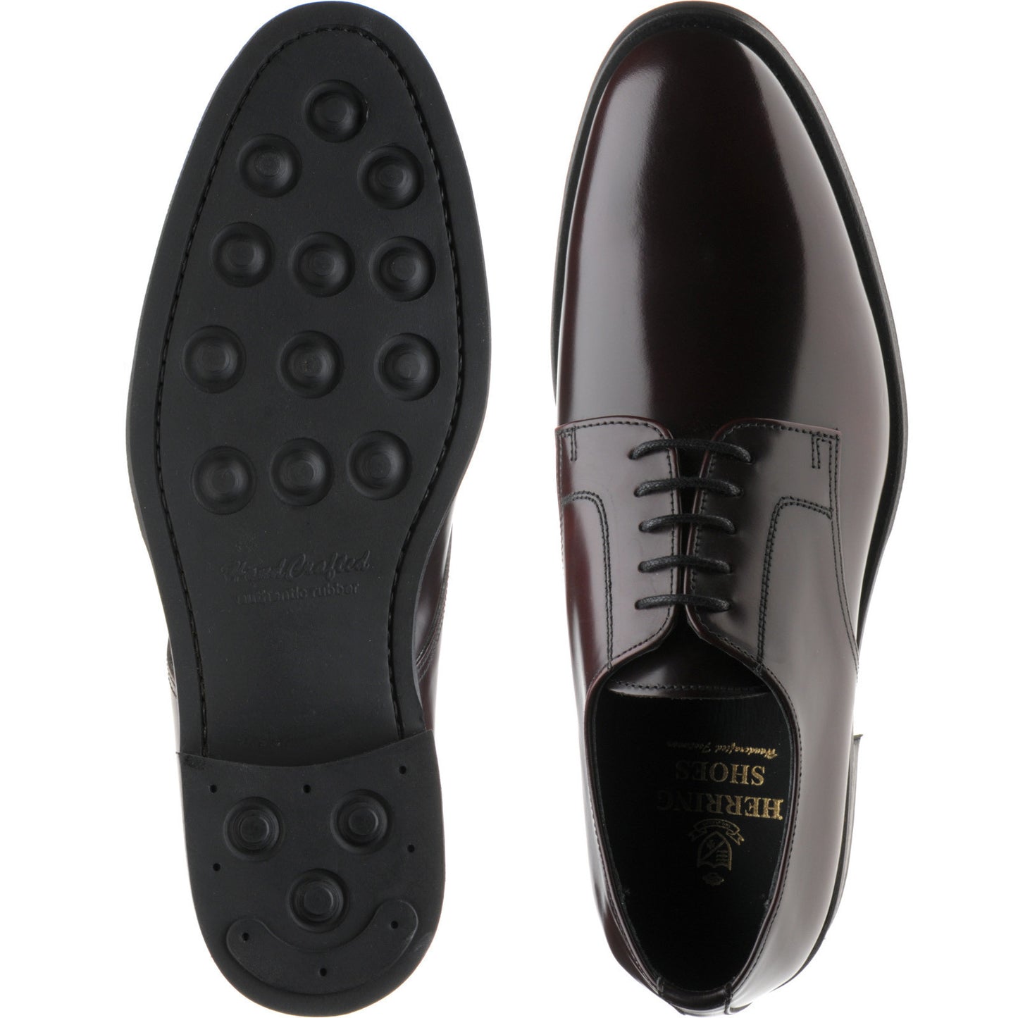 Product image for Herring Arundel mens rubber-soled Derby shoes in burgundy polished