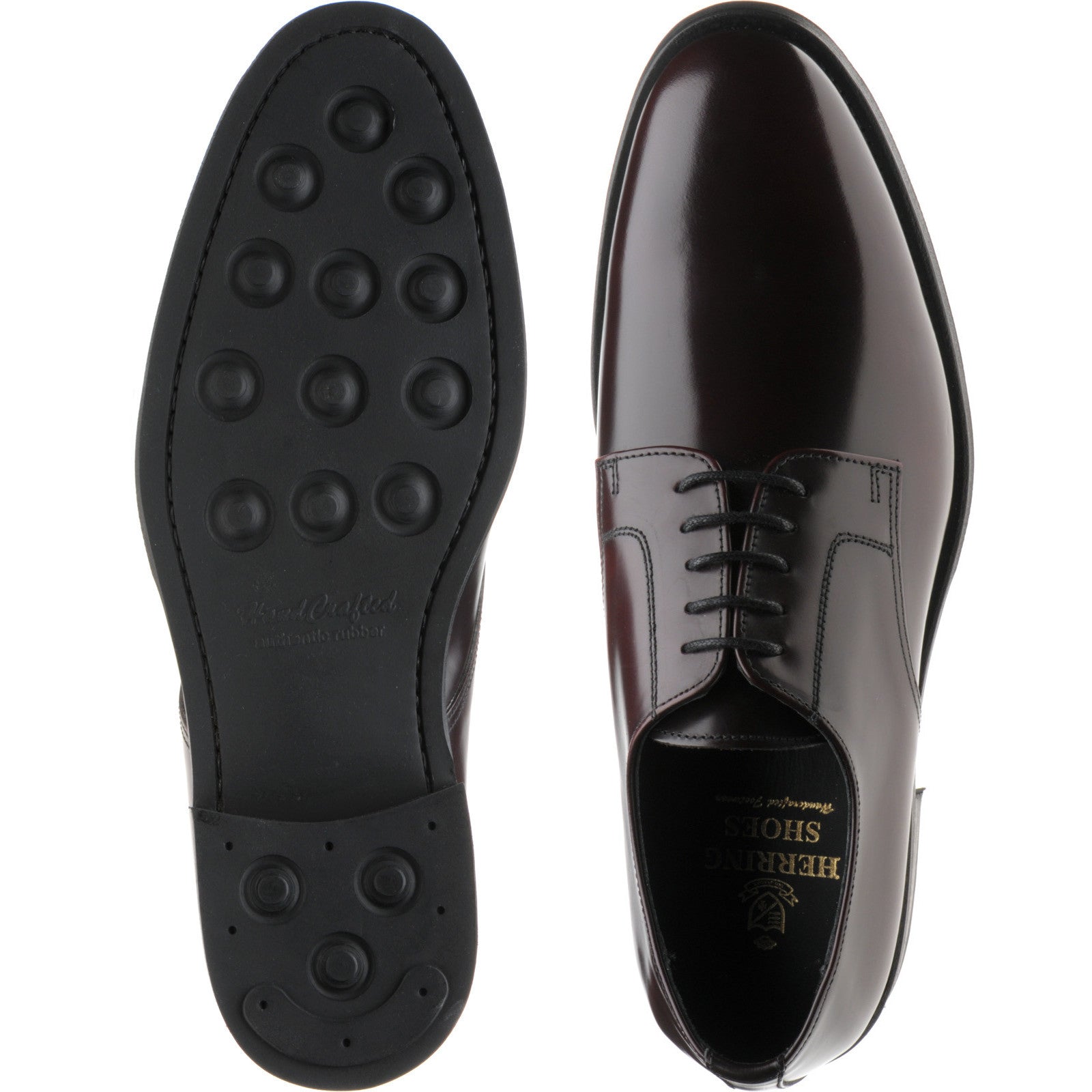 Product image for Herring Arundel mens rubber-soled Derby shoes in burgundy polished