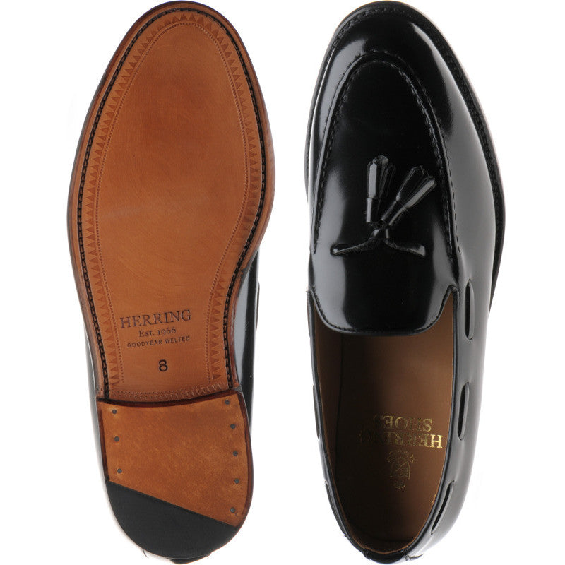 Product image for Herring Barcelona mens tasselled loafers in black rois