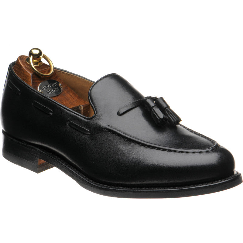 Product image for Herring Barcelona Rubber mens hybrid-soled loafers in black calf