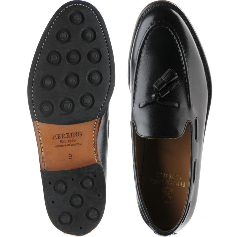 Product image for Herring Barcelona Rubber mens hybrid-soled loafers in black calf