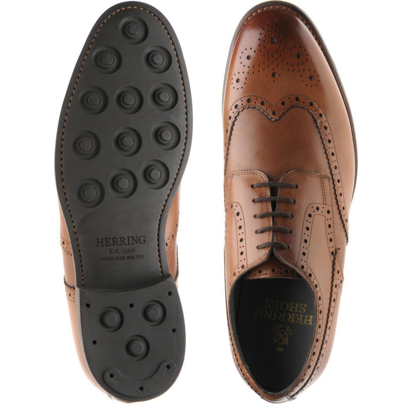 Product image for Herring Bath mens rubber-soled brogues in cognac calf