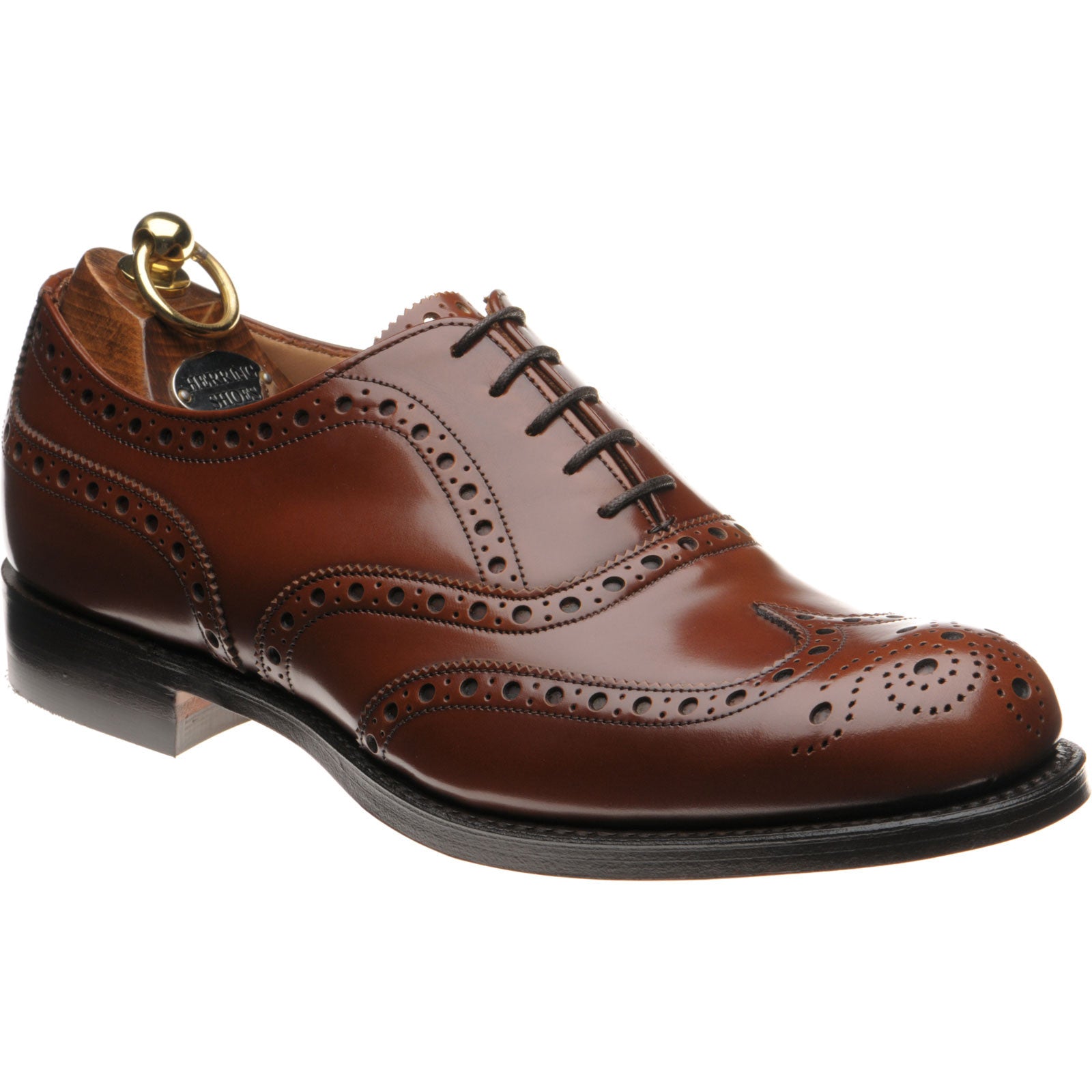 Herring Birchwood mens brogues in santalum brown polished