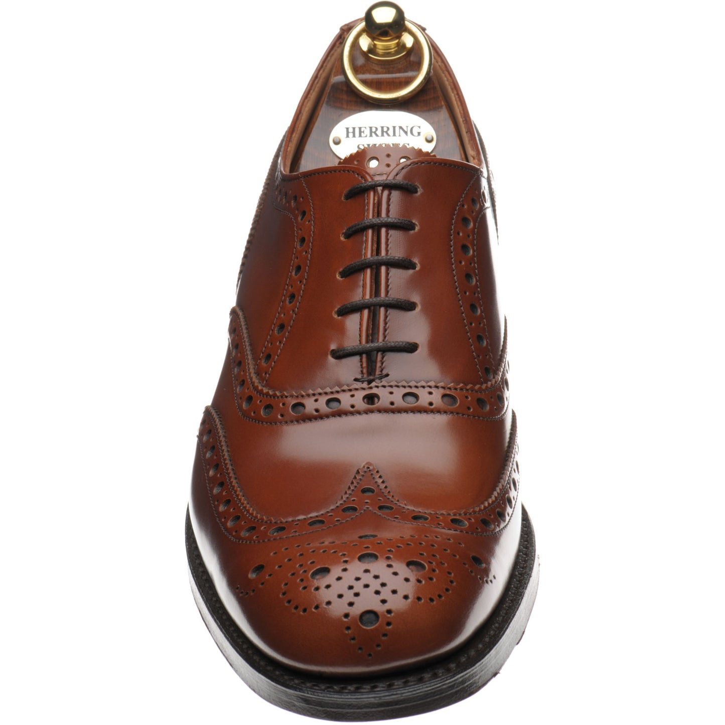 Product image for Herring Birchwood mens brogues in santalum brown polished