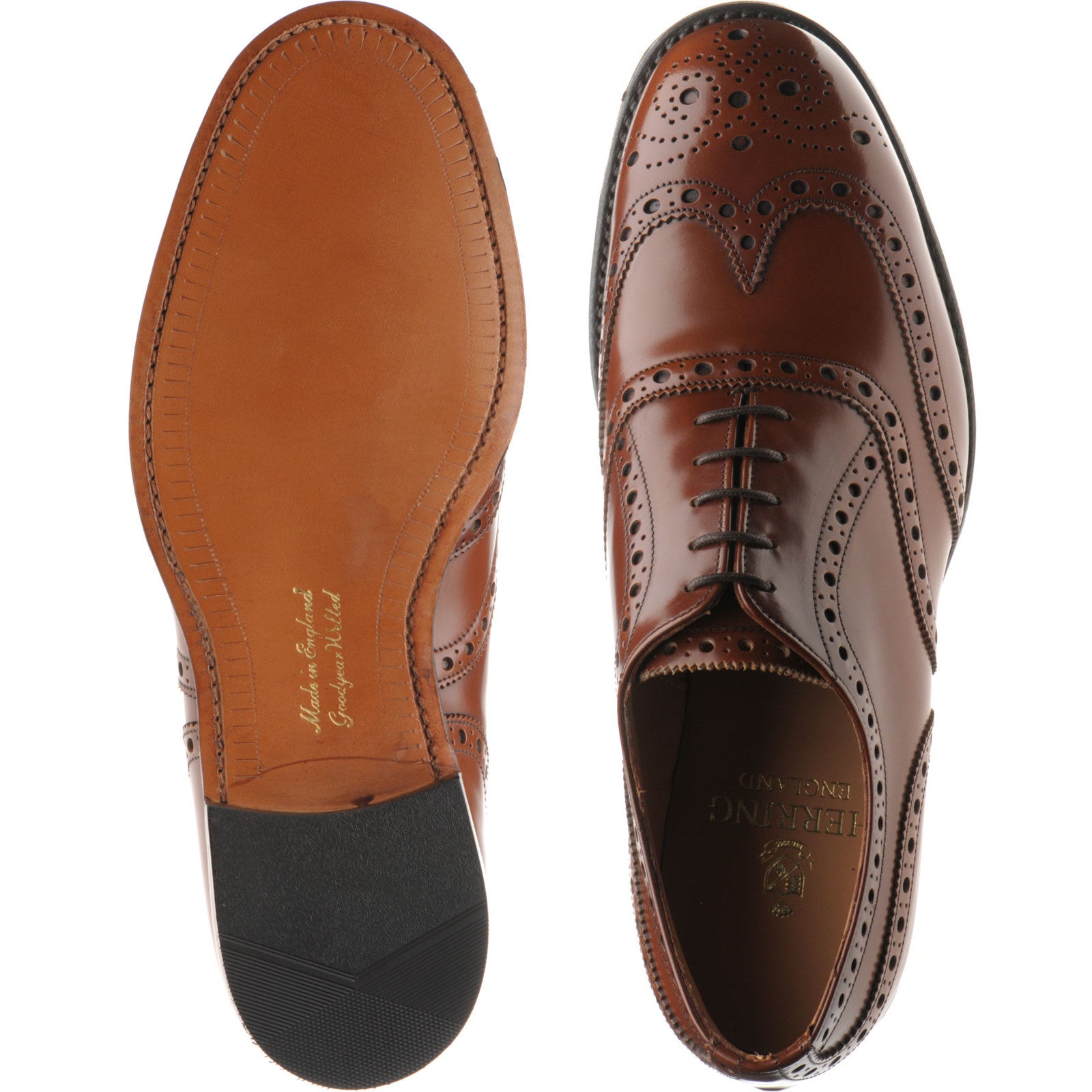 Product image for Herring Birchwood mens brogues in santalum brown polished