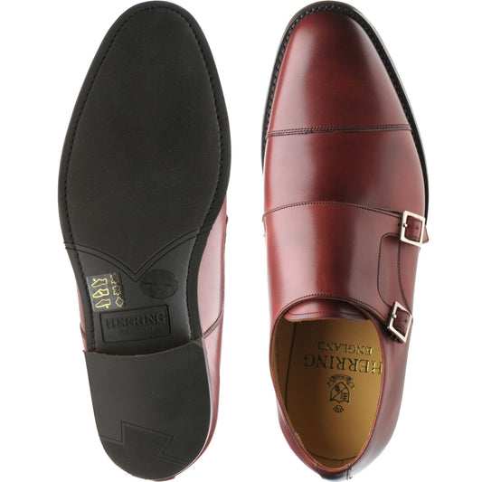 Product image for Herring Bishop mens rubber-soled double monk shoes in cherry calf (second)