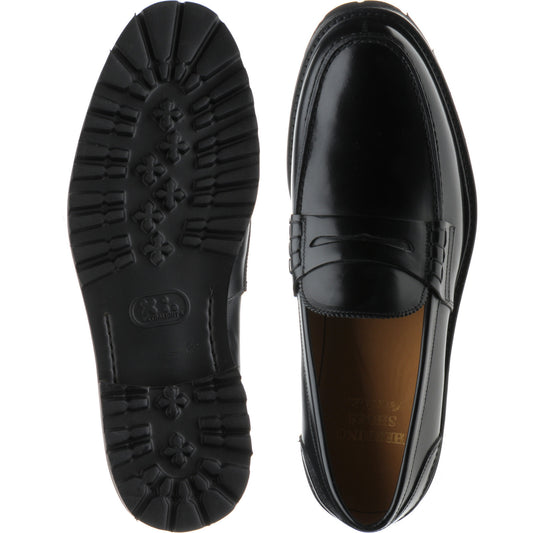 Product image for Herring Brighton II mens rubber-soled loafers in black polished (second)
