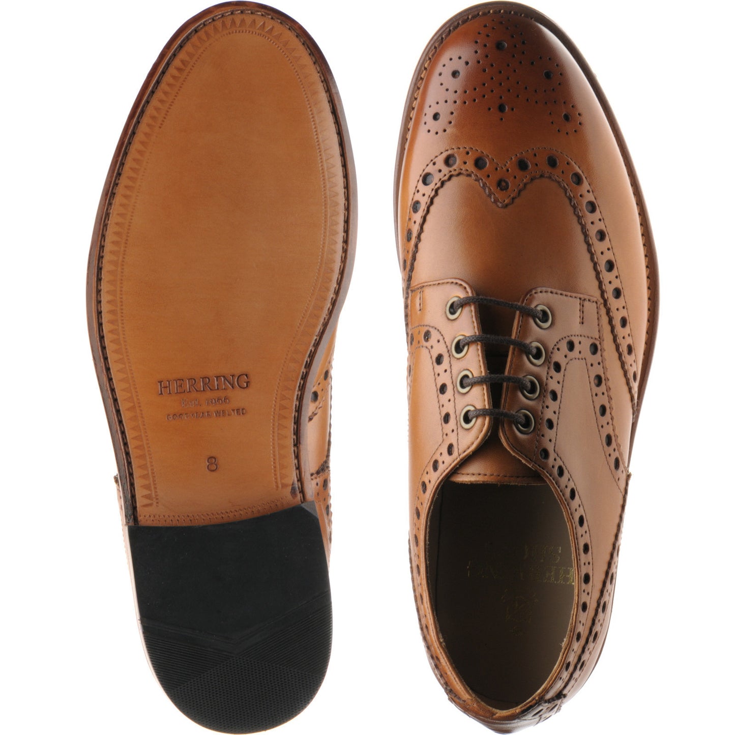Product image for Herring Bushwick mens brogues in tan calf