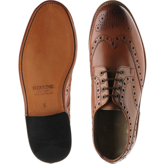 Product image for Herring Bushwick mens brogues in dark tan calf