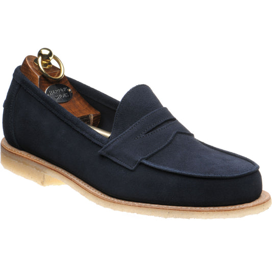 Product image for Herring Cannes mens rubber-soled loafers in navy suede