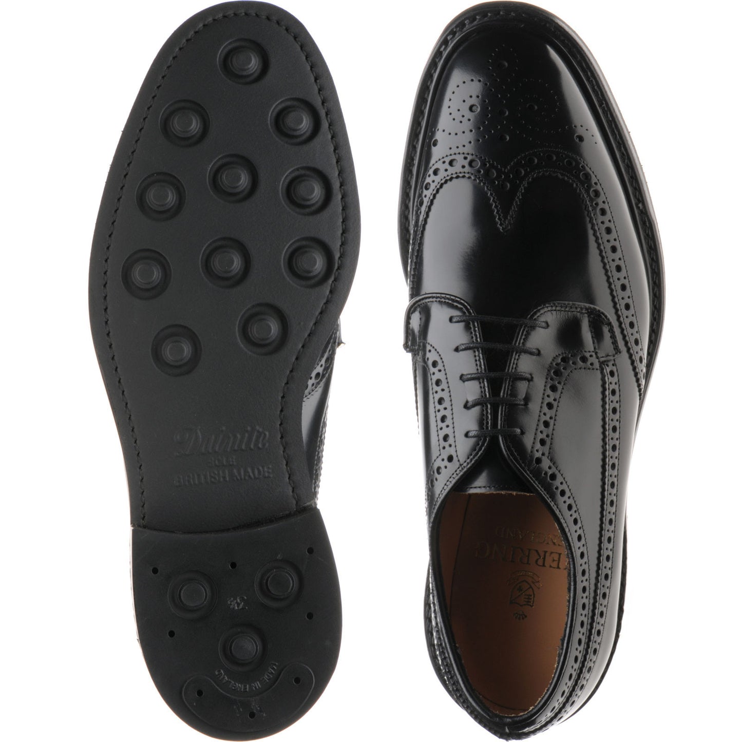 Product image for Herring Canning II (Rubber) mens rubber-soled brogues in black polished