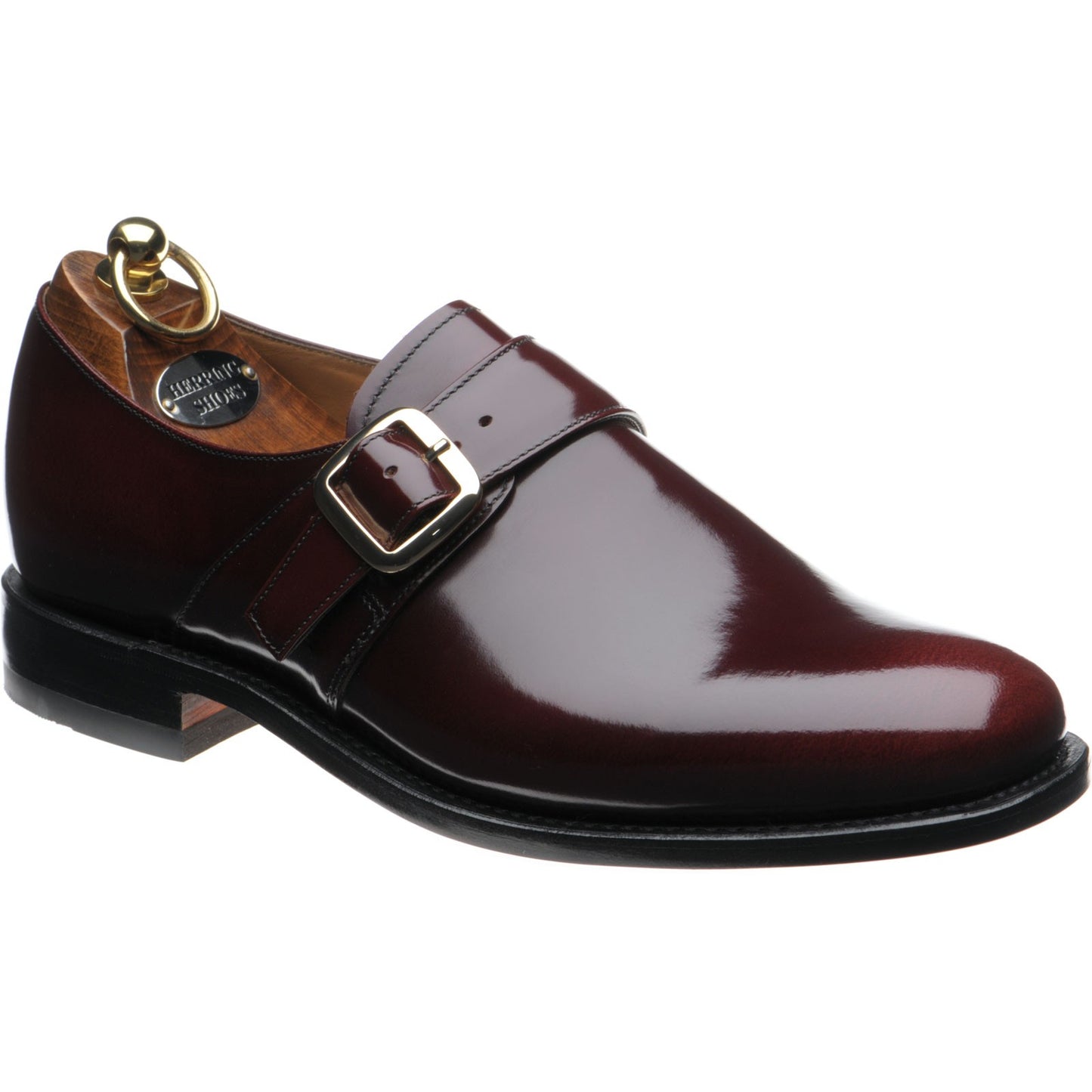 Product image for Herring Cardiff II mens monk shoes in burgundy polished (second)