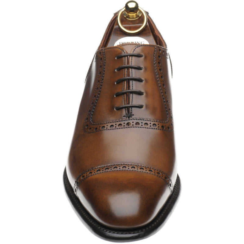 Product image for Herring Chamberlain mens semi-brogues in mahogany calf