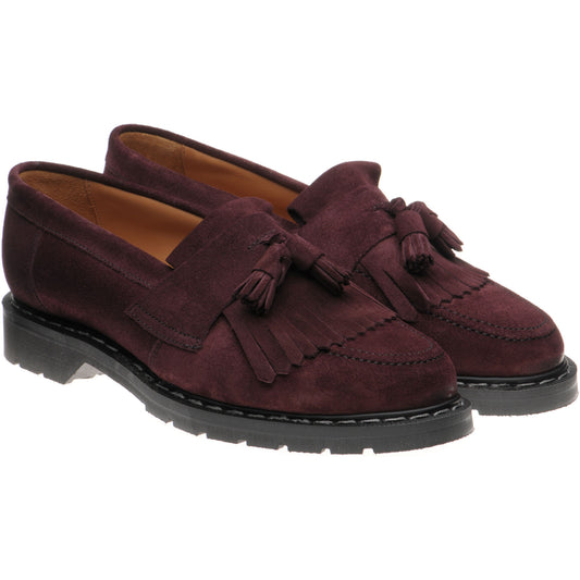 Product image for Herring Charlie ladies rubber-soled tasselled loafers in aubergine suede