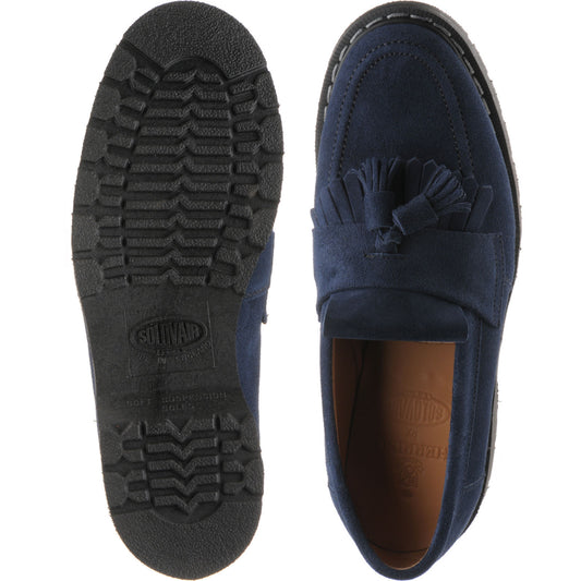 Product image for Herring Charlie ladies rubber-soled tasselled loafers in navy suede