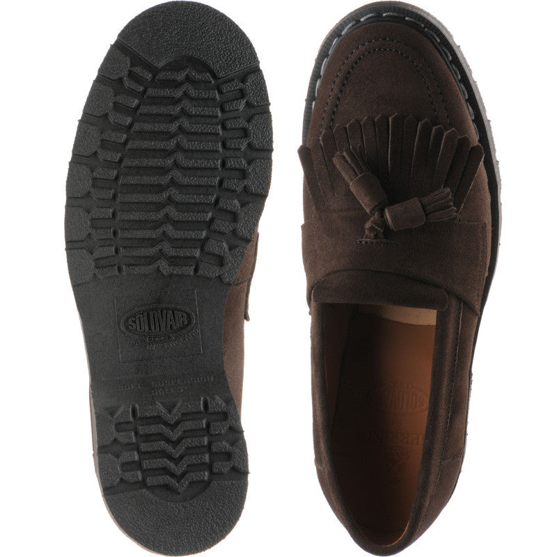 Product image for Herring Charlie ladies rubber-soled tasselled loafers in polo brown suede