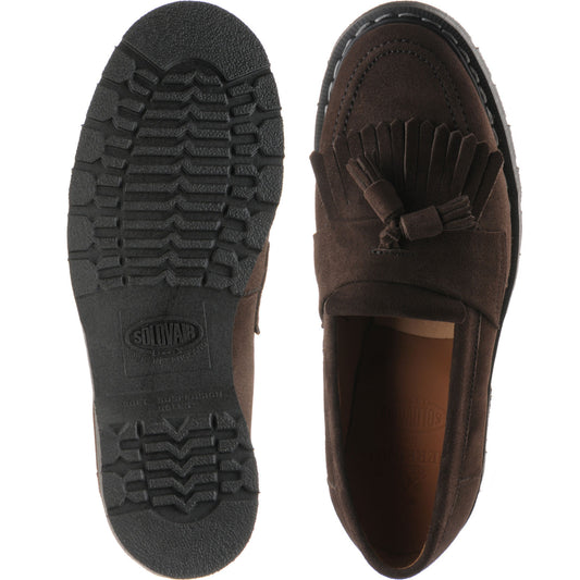 Product image for Herring Charlie ladies rubber-soled tasselled loafers in polo brown suede