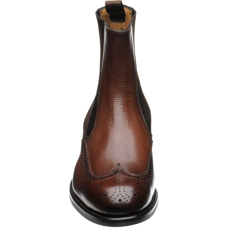 Product image for Herring Clark mens rubber-soled brogue Chelsea boots in brown grain